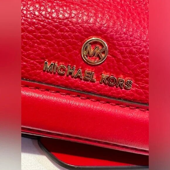 Michael Kors Crossbody Purse Red Gold Chain Strap & Long Adjustable Strap MINT - Picture 4 of 12